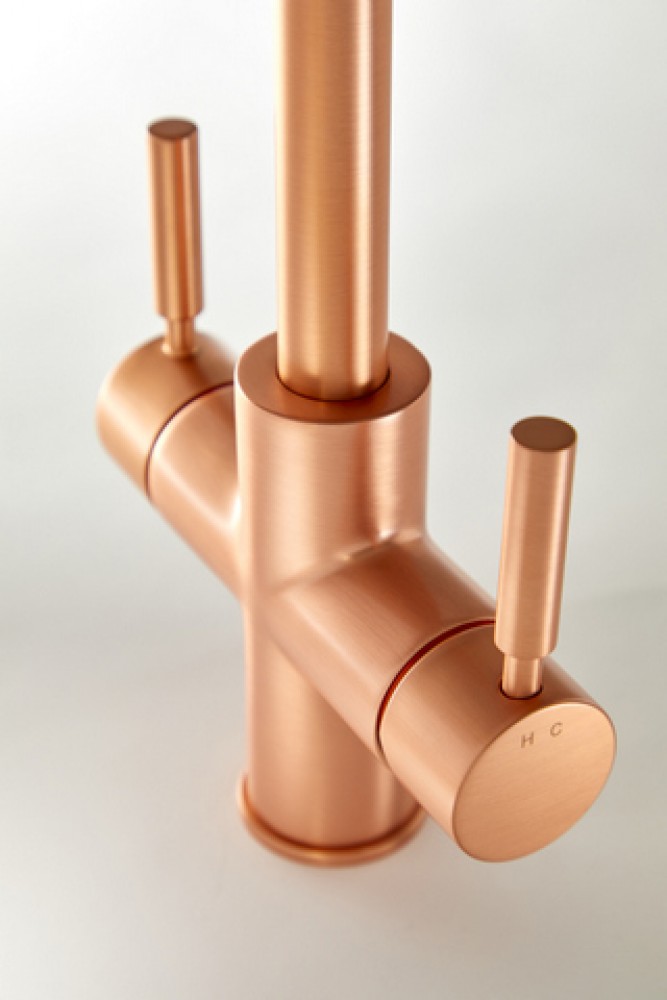 Geyser 3 in 1 Brushed Copper Instant Hot Water Tap U Spout