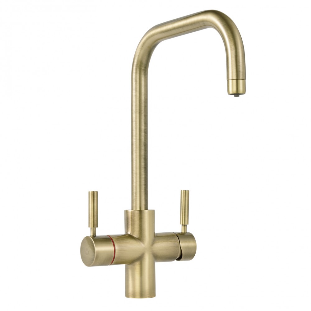 Geyser 3 in 1 Brushed Gold Instant Hot Water Tap U Spout